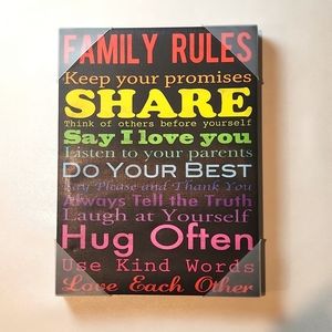 Canvas Family  Rules Artwork NWOT